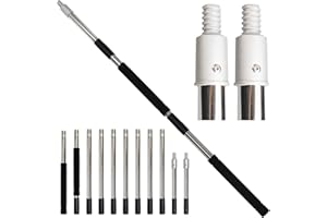 Frebuta Multi-Purpose Extendable Pole,3 Ft to 11 Ft Paint Roller Extension Poles for Cleaning Cobweb Duster Splicing Sturdiness Lightweight Stainless Steels Sponge Handle Window Cleaning Rod