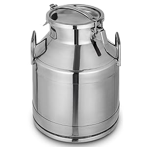 Mophorn 304 Stainless Steel Milk Can 20 Liter Milk bucket Wine Pail Bucket 5.25 Gallon Milk Can Tote Jug with Sealed Lid Heavy Duty