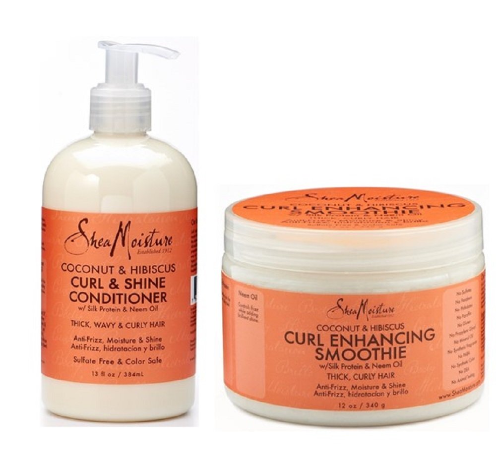 Shea Moisture Coconut and Hibiscus Combination Pack – 13 oz. Curl & Shine Conditioner & 12 oz. Curl Enhancing Smoothie