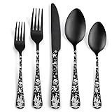 Skull Silverware Set SANLUNS 40 Piece Matte Black