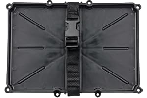 T-H MARINE Narrow Battery Tray Holder with Durable Poly Strap - Narrow Space Saving Design and Recessed Mounting Wells Fit Group 24 Batteries - Boat and RV