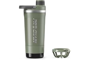 PROCHAIN Insulated Stainless Steel Shaker Bottle, Metal Shaker Cup for Protein Shakes with Storage, Leak-Proof Twist Lock Lid
