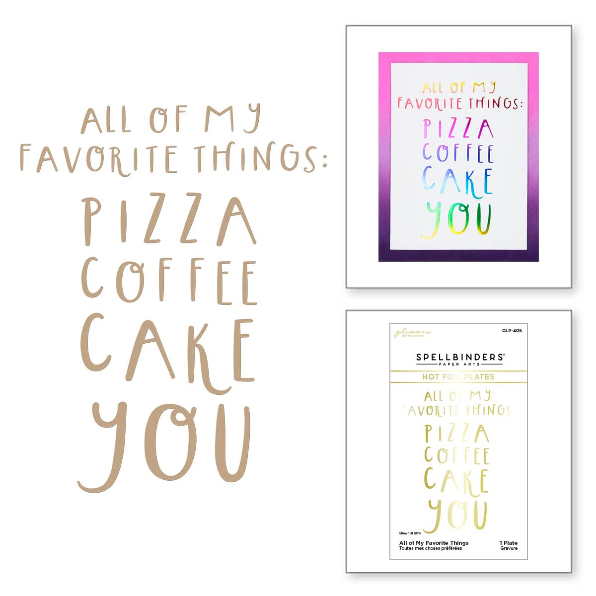 Spellbinders All of My Favorite Things Hot Foil Plate from The Glimmer Cardfront Sentiments Collection, Metal, ONE