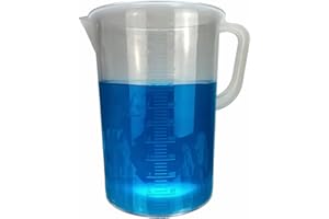 TN LAB SUPPLY TN LAB Beaker Pitcher Measuring Cup Ultra-Strong Handle Polypropylene Plastic Graduated 5000ml 5L Holds 5.3 Quarts 1.25 Gallons