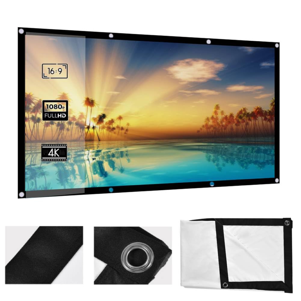 KIMISS Projector Screen,120 Inch, 266X149cm Foldable Anti-Crease Projection Screen, 16:9 HD Foldable for Home Theater Cinema Indoor Outdoor