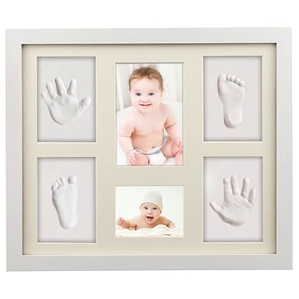 Baby Handabdruck, ToWinle Bilderrahmen Baby Handabdruck und Fußabdruck Personalisierter Bilderrahmen aus Holz mit Ungiftigem 