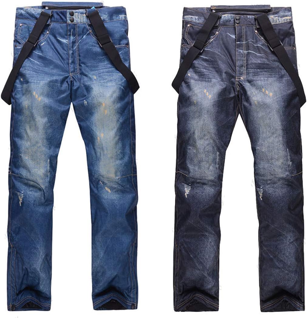 GDpowerseller Men Winter Waterproof Warm Padded Denim Ski Snowboard Pants Trousers Salopettes