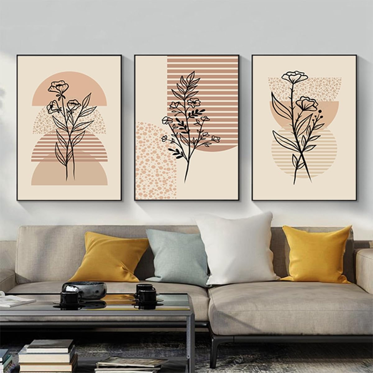 Set of 3 Posters Abstract Botanical Leaf Print Posters, Modern Abstract Bohemian Posters, Without Frame (Picture-06.40 x 60 cm x 3 Pieces)