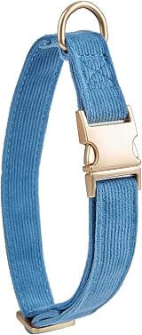 YUDOTE Ultra-soft Dog Collar Natural Cotton Corduroy for Small Dogs Blue-Gray view 5