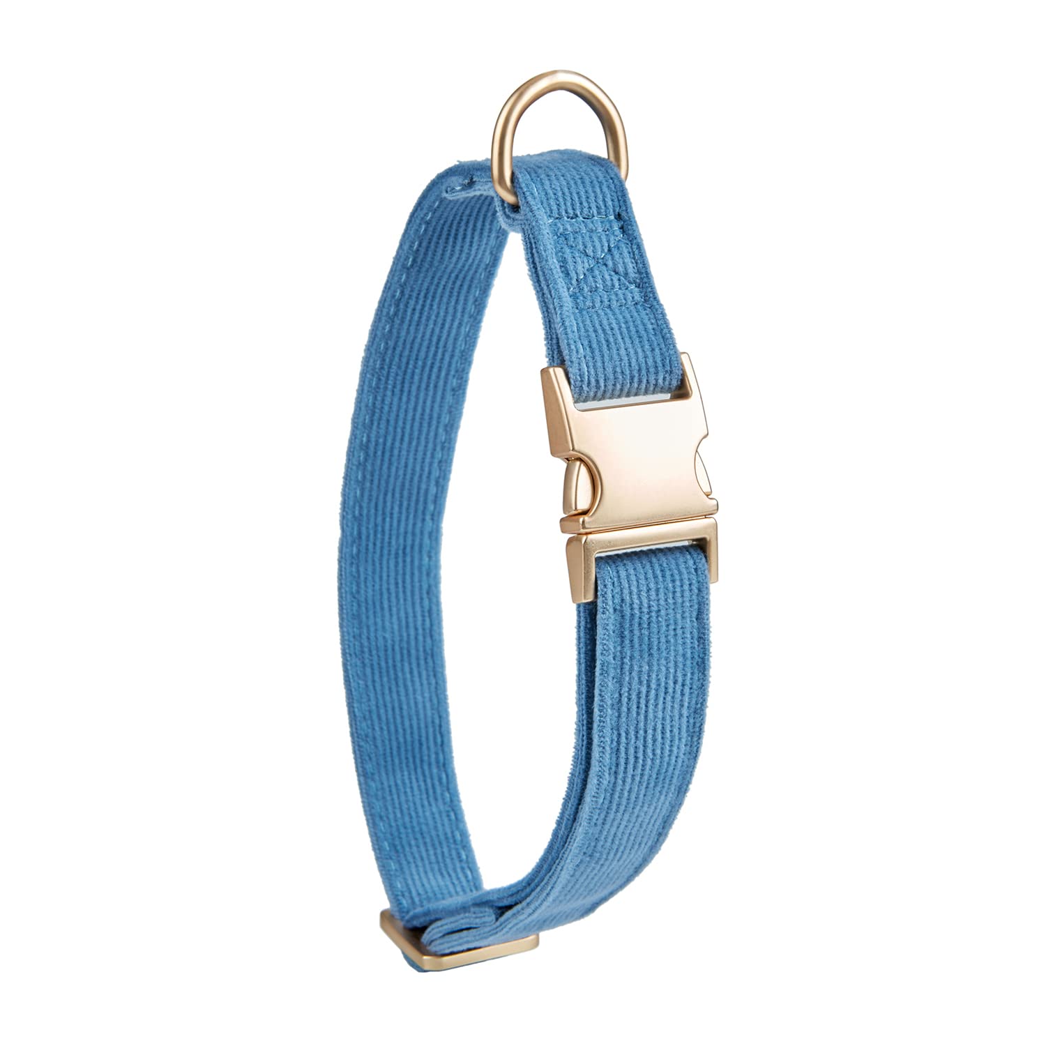 YUDOTE Ultra-soft Dog Collar Natural Cotton Corduroy Made for Large Dogs with Sensitive Skin,Blue-gray
