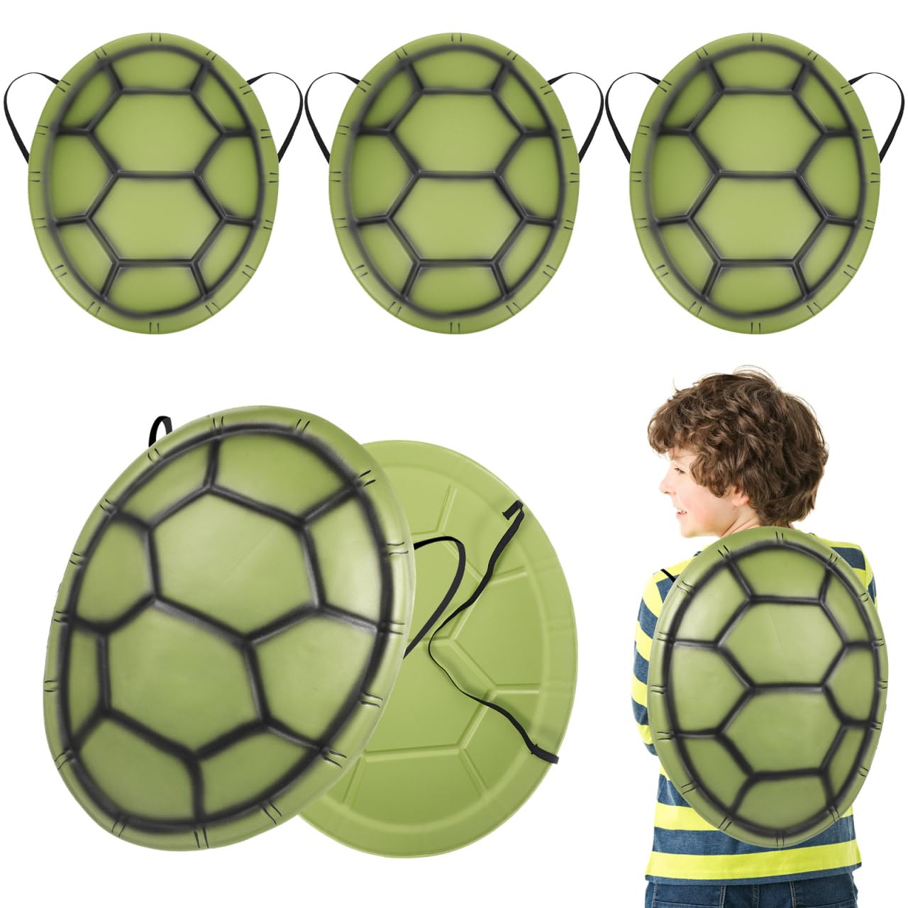 HEALEEP 5Pcs Turtle Shell Costume Props for Kids Halloween Dress up Accessories Elastic Band Turtle Shells for Party Cosplay and Stage Performance