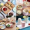 24Pieces Wheat Straw Dinnerware Set, Lightweight Plates Bowls Cups Dishes Set, Unbreakable Tableware Set for Picnic Party BBQ Camping (24pcs)