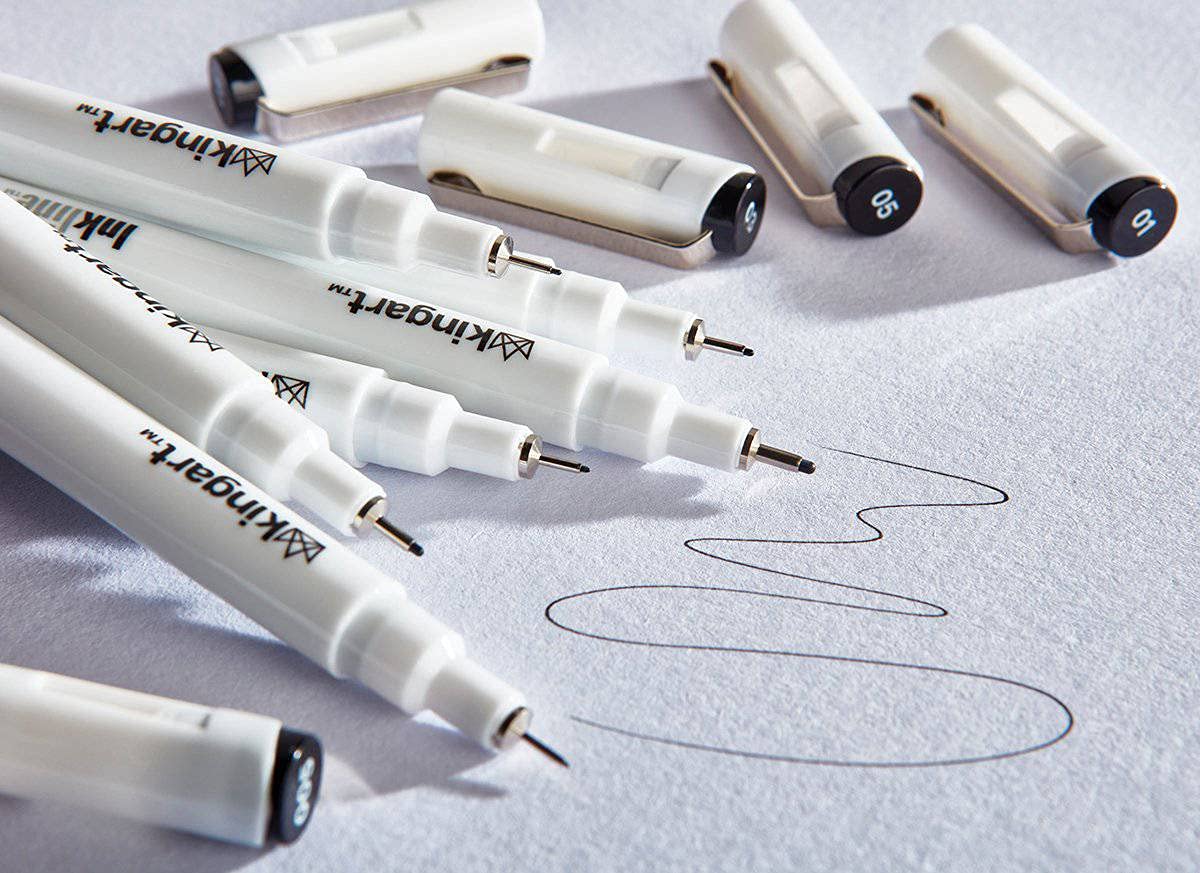 KINGART 430-6 PRO Inkline Black Micro Line & Precision Graphic Pens, 6 Assorted Nibs, BLACK Archival Waterproof Japanese Ink for Art, Illustration, Calligraphy, Sketching, Anime, Technical Drawing, Manga