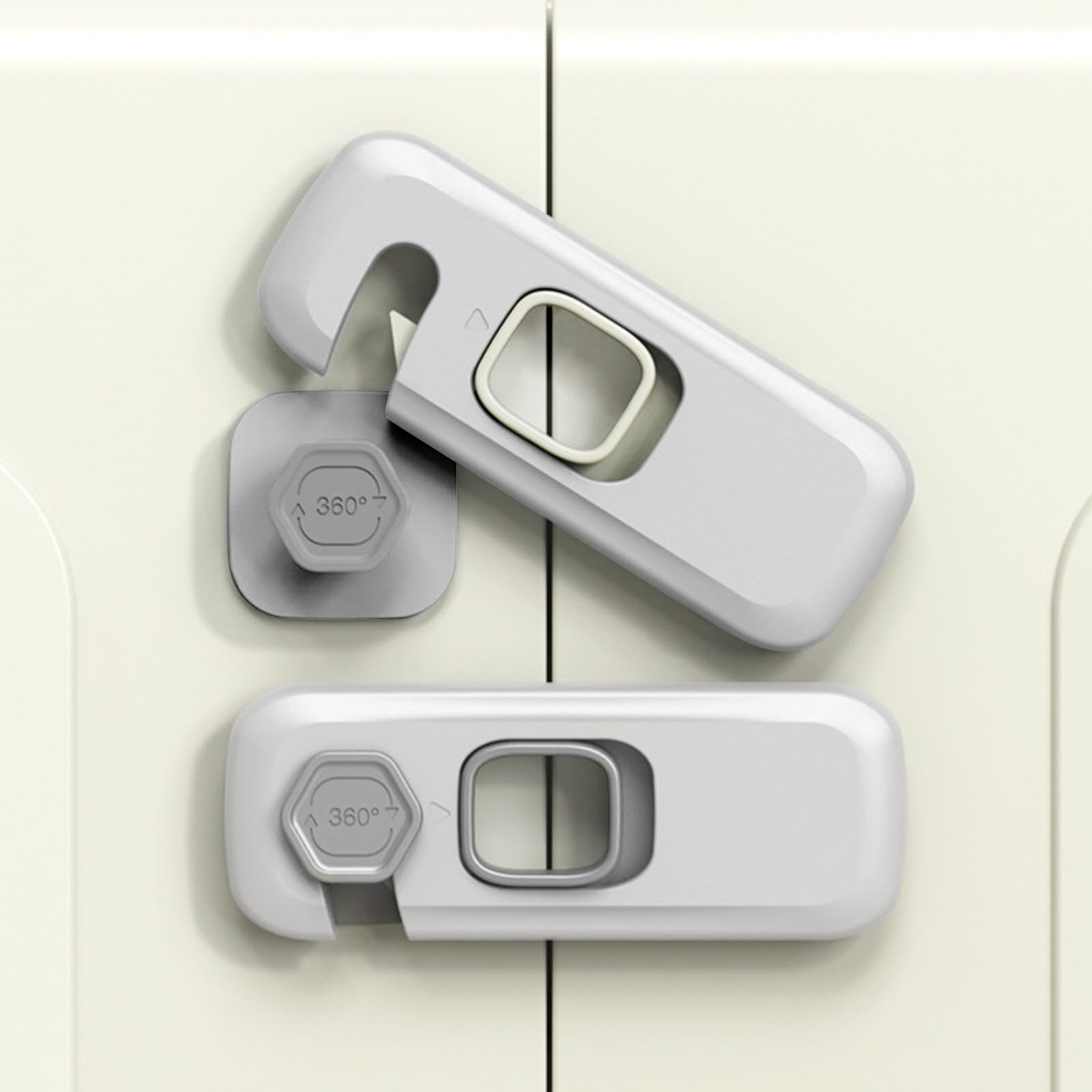 5Pack Childproof Refrigerator Lock, No Drill Cupboard Locks Child Proof Refrigerator Door Lock, Baby Safety Cupboard Locks for Kitchen Cupboards, Drawers Easy Installation Door Lock, Light Grey