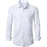 LOCALMODE Mens Stretch Slim Fit Dress Shirts Lightweight Soft Long Sleeve Casual Button Down Shirts