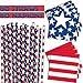 Stars and Stripes - 80 Paper Straws + 80 Beverage Napkins - American Flag Theme, Red White and Blue Party Supplies for Fourth of July, Memorial Day and Patriotic Events