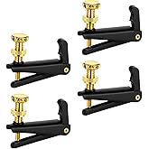 Violin Fine Tuners for 4/4-3/4 Violin, 4 Pcs Stainless Metal String Spinner Adjuster Fine Tuner Parts (Black Gold)