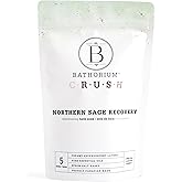 Bathorium Northern Sage Recovery Crush, Revitalizing Bath Soak, Dead Sea & Epsom Salt, Sage, Pine, Eucalyptus, pH-Balanced for Women, 5+ Baths, 21 oz