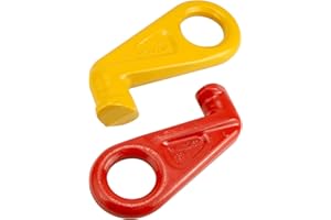 QWORK Shipping Container Lifting Hooks, 2 Pack 12.7 T Left & Right 45 Degree Alloy Steel Container Hook Lifting Lug for Shipping, Cargo, Storage, Moving, Yellow