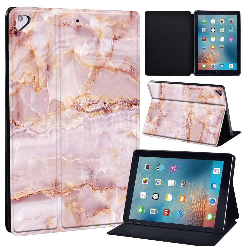 Printed Leather slim lightweight Stand Cover Folio Case for Apple New iPad 9.7 2018 2017(6th Gen, 5th Gen)/iPad Air 2/iPad Air/iPad Pro 9.7 Tablet with Auto Wake/Sleep (pastel marble)
