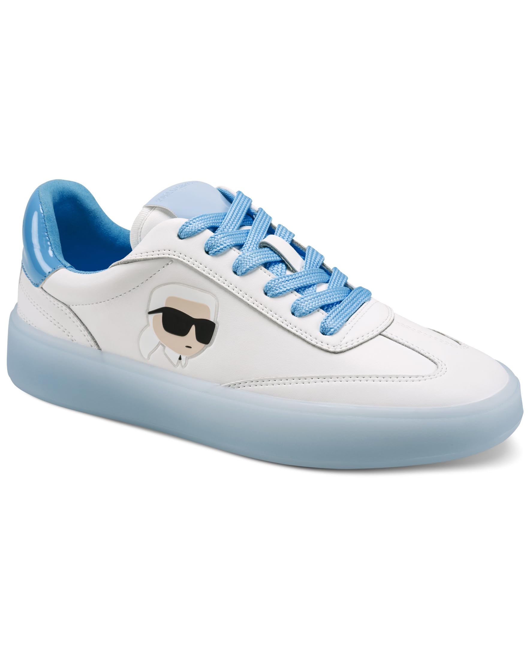 KARL LAGERFELD Women’s Sumava Everyday Karl Head Lace Up Sneaker, Bright White/Baltic Blue, 6
