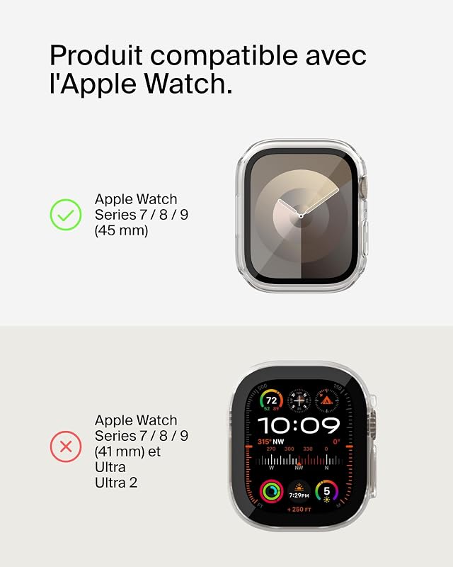 Protection d'Écran TemperedCurve pour Apple Watch Series 8 (Protection Bord-à-Bord, Coque de Protection, Verre Trempé, pour Apple Watch, Transparente)