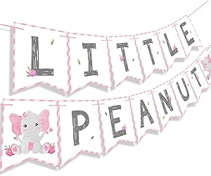 Faisichocalato Pink Little Peanut Banner Pink Elephant Baby Shower Baby Girl Welcome Baby Banner Elephant Party Supplies Decorations
