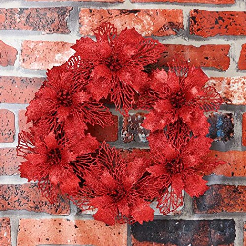 Hot Sale!!Woaills Window Ornament Garland Wreath,Christmas Party Leaf Door Wall Decoration Diameter - 35cm/13.7'' (red)