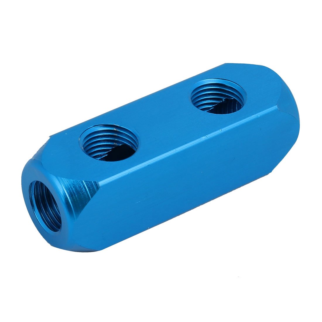 Sourcingmap 1/4" PT Thread 5 Ports 2 Way Air Hose Inline Aluminum Manifold Splitter Block