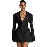 HAKENJIOC Satin Blazer Suit Mermaid Formal Dress Sexy Long Sleeve V Neck Lapel Formal Evening Party Dress HA061