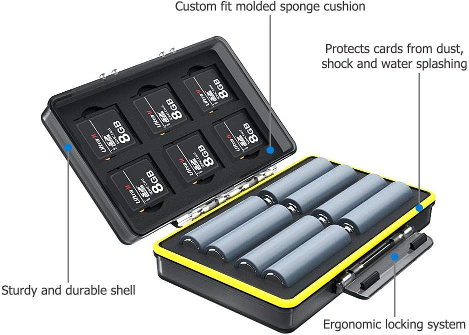 JJC Memory Card Case for 6 SD Cards + 8 AA Batteries, Black, pour 6 piles SD + 8 AA - Image 4