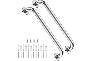 2 Pack 16 Inch Shower Grab Bar, ZUEXT Chrome Stainless Steel Bathroom Grab Bar, Shower Handle, Bathroom Balance Bar, Safety Hand Rail Support - Handicap, Elderly, Injury, Senior Assist Bath Handle