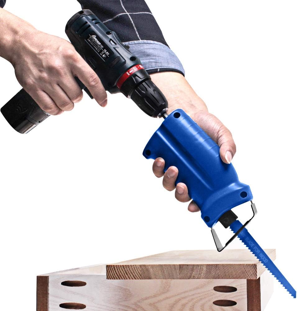 AUTOTOOLHOME Reciprocating Saw Adapter Electric Drill Attachment Power Tool Accessories with 3 Reciprocating Saw Blades for Cordless Power Drill