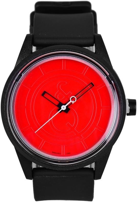Solar Watch by Tic-Fashion 50 Meter WR Red Dial Black Resin Case and Strap"Solar Drive" Watch