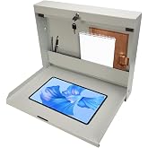biosp Wall Mounted Folding Desk, Steel Floating Workbench with Keyed Lock | Fold Down Table, 50 LBS Capacity, Collapsible Desk for Home Office Garage, 20''W x 3.38''D x 16.4''H, White