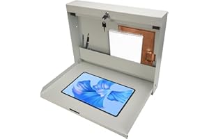 biosp Folding Wall Mounted Desk, Lockable Wall-Mounted Workstation with 20" W x 13" D Work Surface, Fold Down Floating Desk with Magnetic Closure for Office Factory, White, 20''W x 3.375''D x 16.4''H