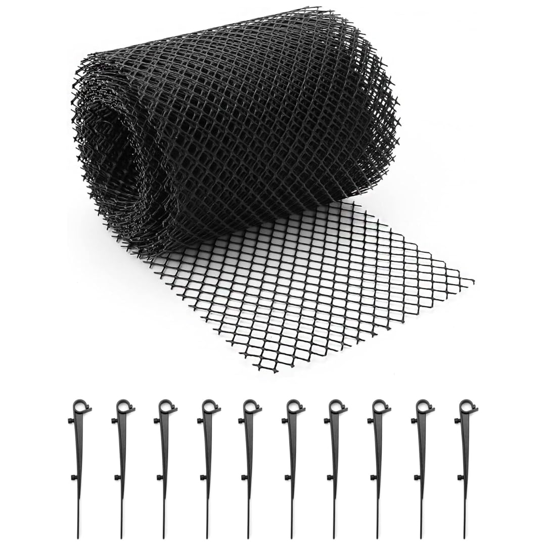 Garden Mile Guttering Mesh Guard Gutter Cover - Nylon Mesh Netting Outdoor Drain Cover Shed Guttering For Block Leaf, Debris, Twigs And More - Black (10m Roll)