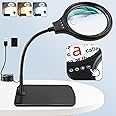 NZQXJXZ Large 20X 10X Magnifying Glass with 36 LEDs Light and Stand Flexible Gooseneck Lighted Magnifier with 3 Color Modes Stepless Dimmable Hands Free Desk Magnifier Lamp for Close Work Craft Sewing