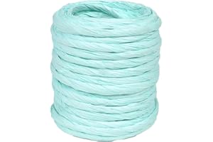 ALLWSLUCKY 15Yard Raffia Paper Ribbon, 4mm Paper String Colorful Twisted Paper Craft Rope Wrapping Ribbon for DIY Making Flower Basket, Present Wrapping,Party Decor (Ice Blue)