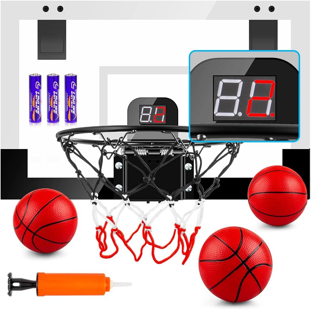 TREYWELL Indoor Mini Basketball Hoop for Kids and Adults, 17"X13" Basketball Set for Door Wall Room with 3 Balls & Electronic Scoreboard - Basketball Toy Gifts for Boys Girls Teens: Sports & Outdoors