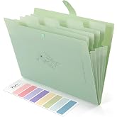 SKYDUE Expanding File Folder with 5 Pockets, Aesthetic Accordion File Organizer, Portable Document Paper Bill Receipt Organiz
