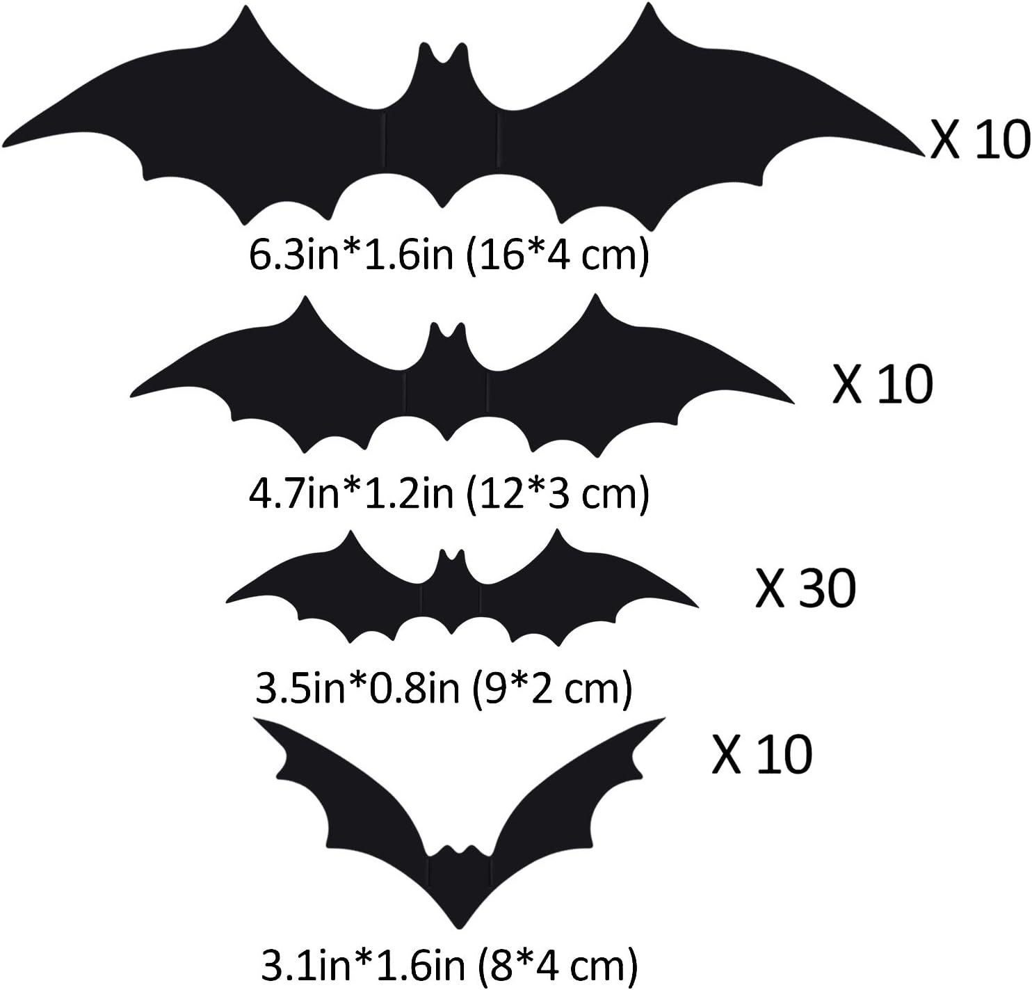 Halloween 3D Bats Decoration Plastic Bat Wall Stickers for Home Window Decor Party Supplies (60PCS): Kitchen & Dining