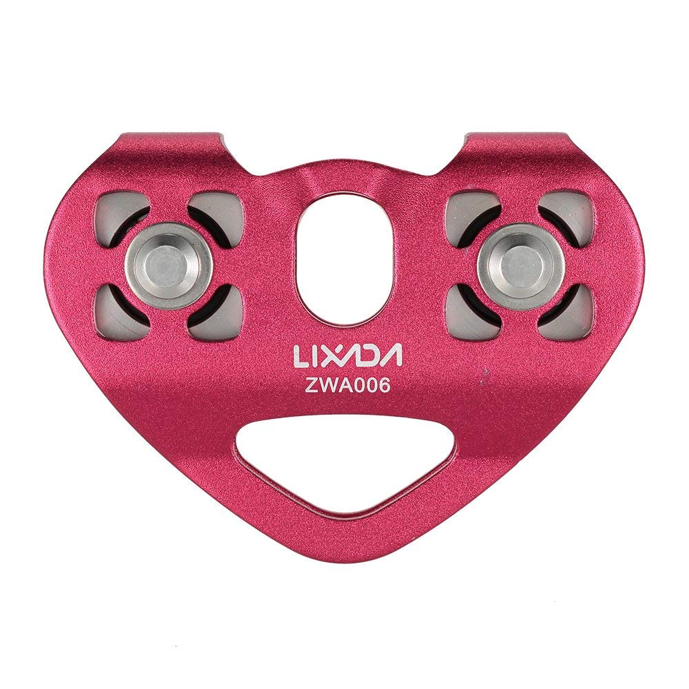 Lixada Double Pulley with Ball Bearing 30kN Trolley Pulley up to 13 mm Ropes for Rock Climbing Caving Aloft Work Rescue