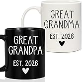 Breezy Valley Great Grandma and Grandpa Gifts, Great Grandparents Coffee Mugs EST.2026, Baby Reveal Pregnancy Announcement for Expecting First Time New Great Grandparents Gifts Mugs Set