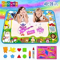 COOVEE Water Drawing Mat, Magic Aqua Doodle Mats 40" X 28" Arts Crafts Painting Pad Toys for Toddler Kids Age 2 to 9 Years Old Toddlers