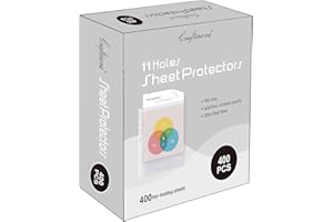 Craftinova Sheet Protectors, 400 Pack Plastic Page Protectors, 11 Hole Upgrade Thickened Material,Clear Page Protectors Fits Standard 8.5 x 11 Paper, 9.25 x 11.25 Top Loaded,for 3 Ring Binder