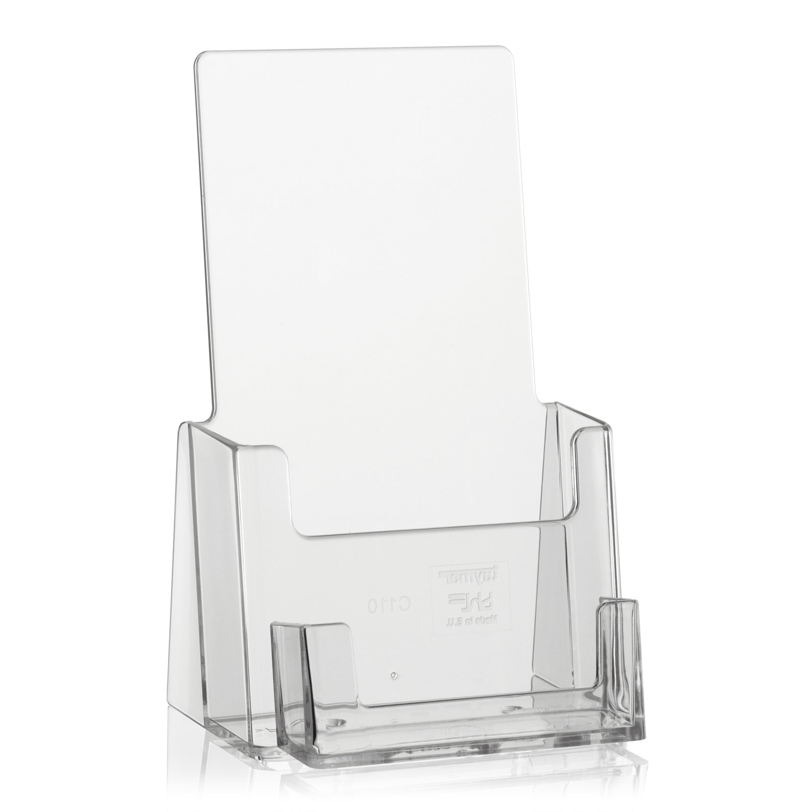 taymar DIN Long (DL) Table Brochure Stand with Extra Business Card Holder, Flyer Holder, Brochure Holder with Visi Compartment