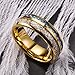 King Will 7mm Mens Gold Plated Tungsten Carbide Ring Imitated Meteorite Blue Carbon Fiber Inlay Wedding Band