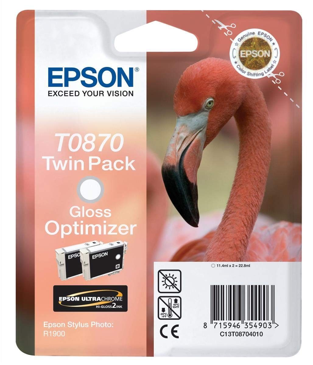 Epson Original C13T08704010 UltraChrome Hi-Gloss2 Gloss Optimizer Ink Cartridge(Twin Pack), Genuine