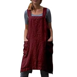 YESDOO Cotton Linen Apron Cross Back Apron for